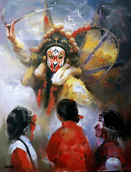 赵新颖作品《五指山中童戏声》规格：90cm×120cm 创作年代：2018年